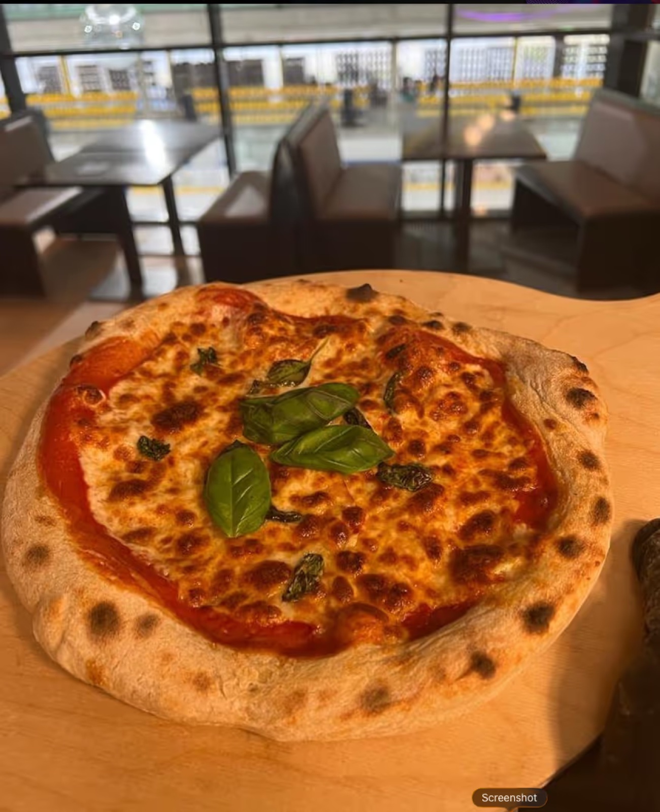Pizza Margherita mit frischem Basilikum